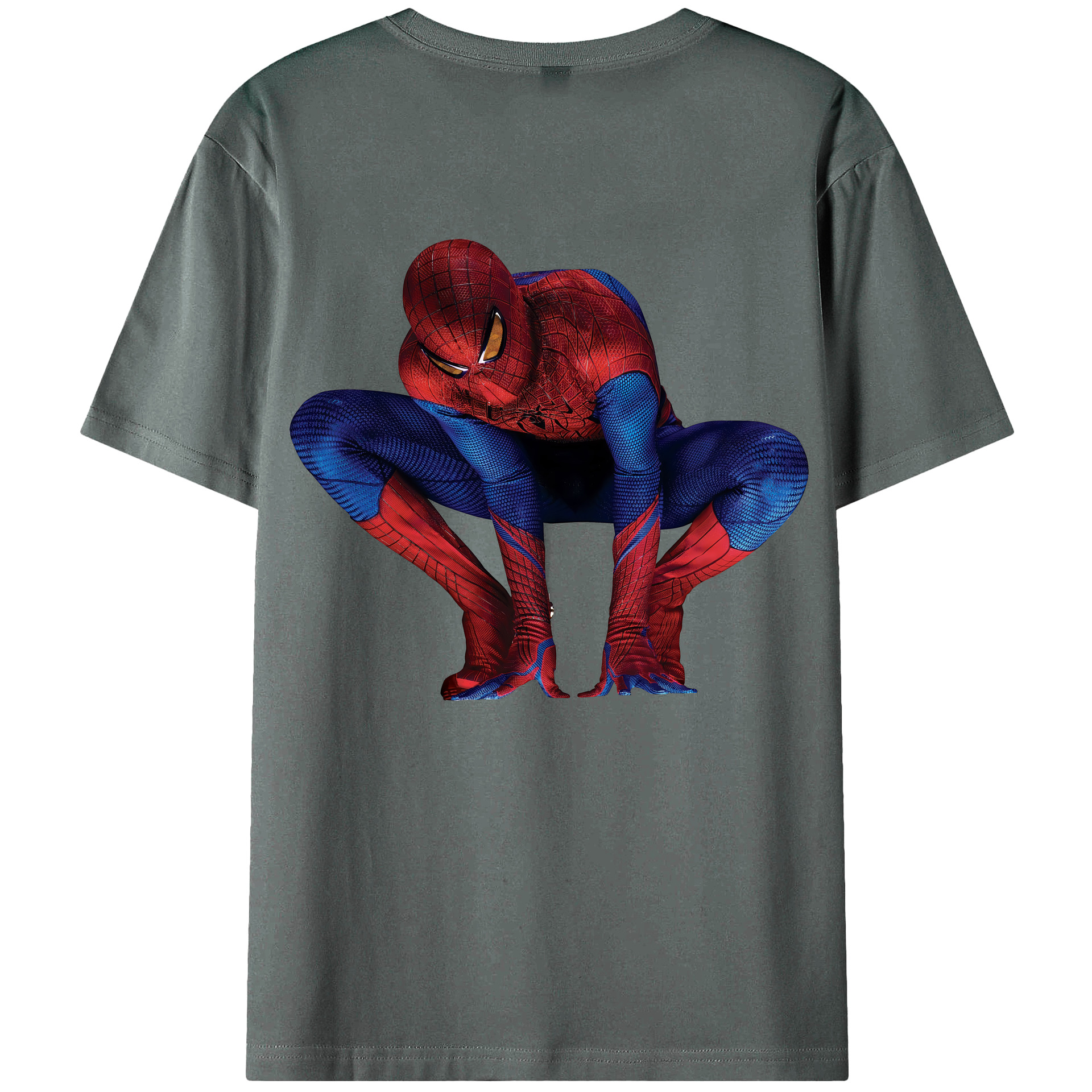 （画像用） Spider Man スパイダーマン 綿100％ メンズ半袖Tシャツ（バックプリント） 通気性